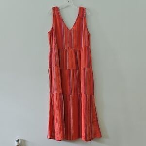 Natural Reflections Tiered Cotton Sleeveless Maxi Dress Resortwear‎ Size XL